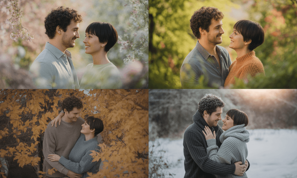 Couple evolving together through life’s seasons.