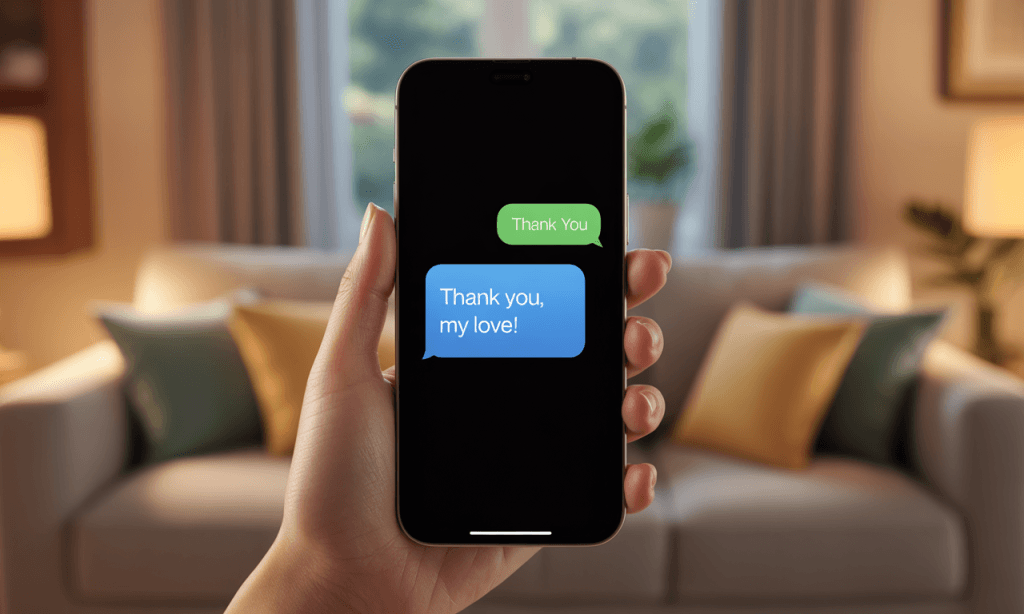 Texting gratitude messages to stay connected throughout the day.