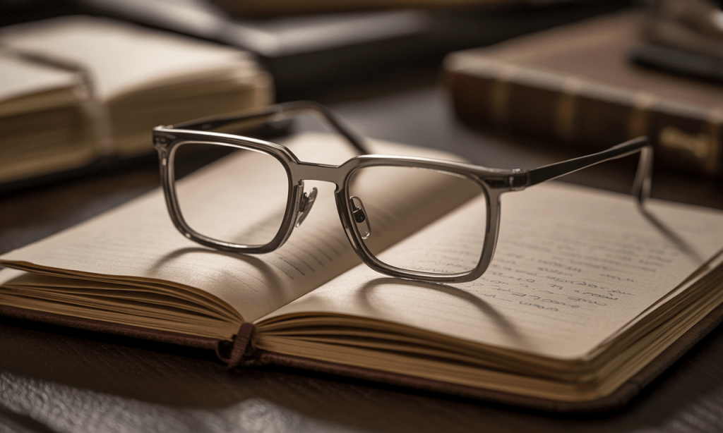 Glasses on an open journal, symbolizing the lens and story through which spouses view their marriage.