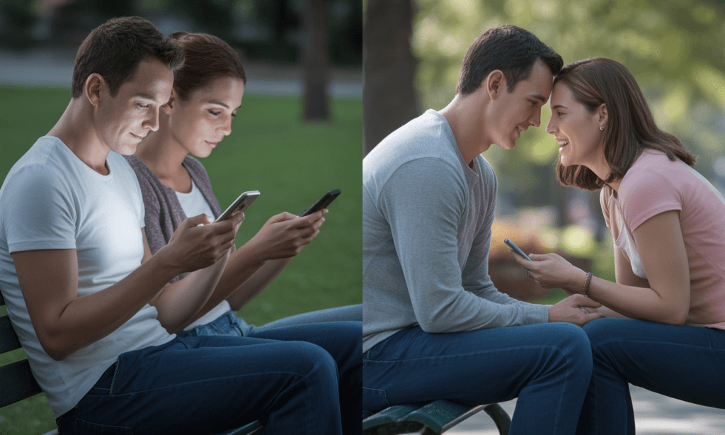 Visual contrast between roommate-style distance and teammate-style connection in marriage
