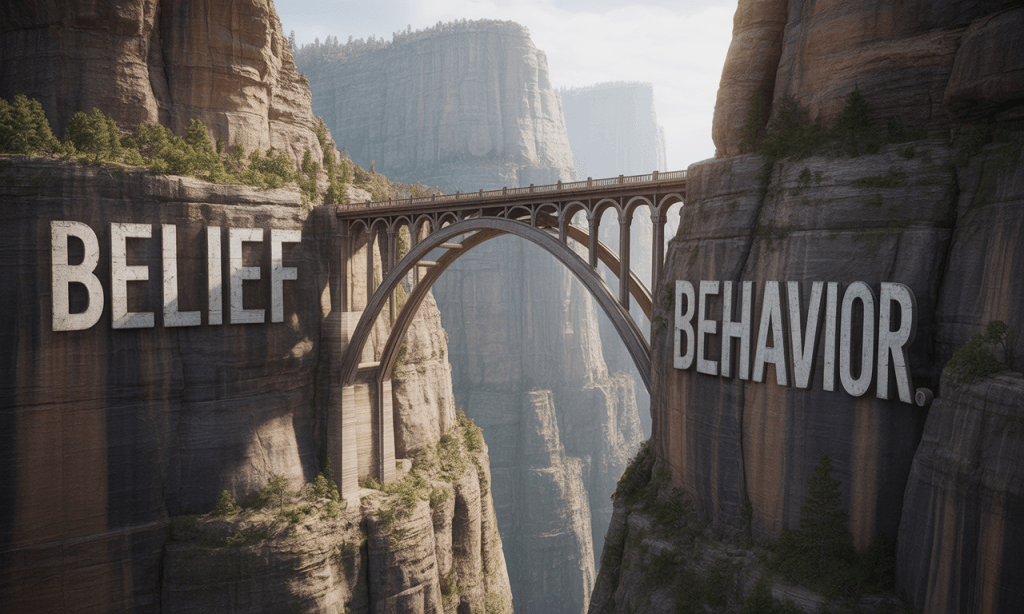 Language acting as the bridge between belief and behavior in marriage