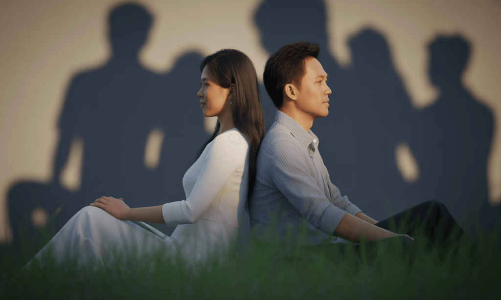 Ghost fights as symbols of unresolved pain standing between partners.