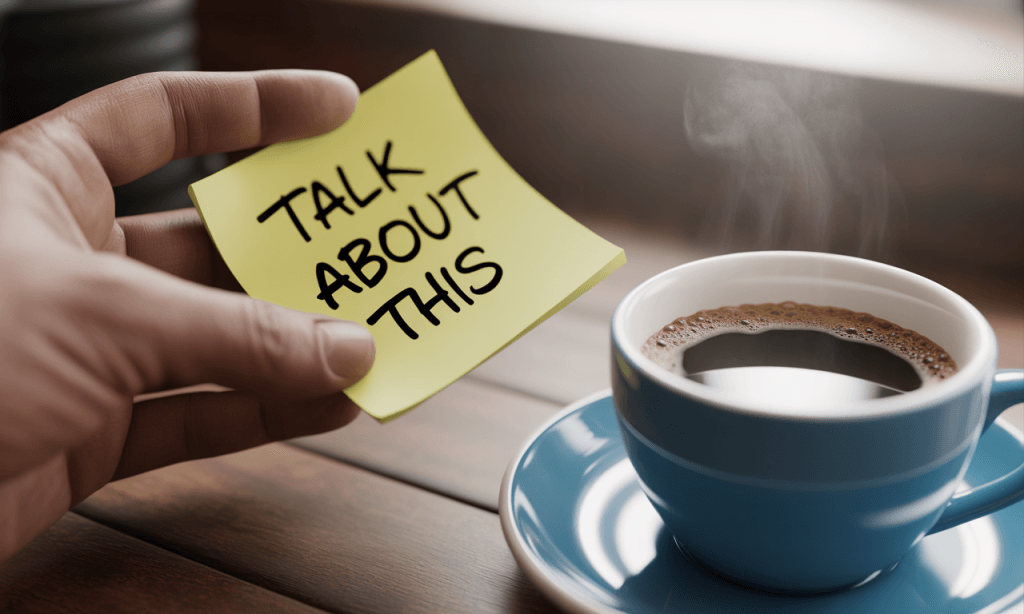 Small reminder note used to bring up concerns during a standing marriage meeting
