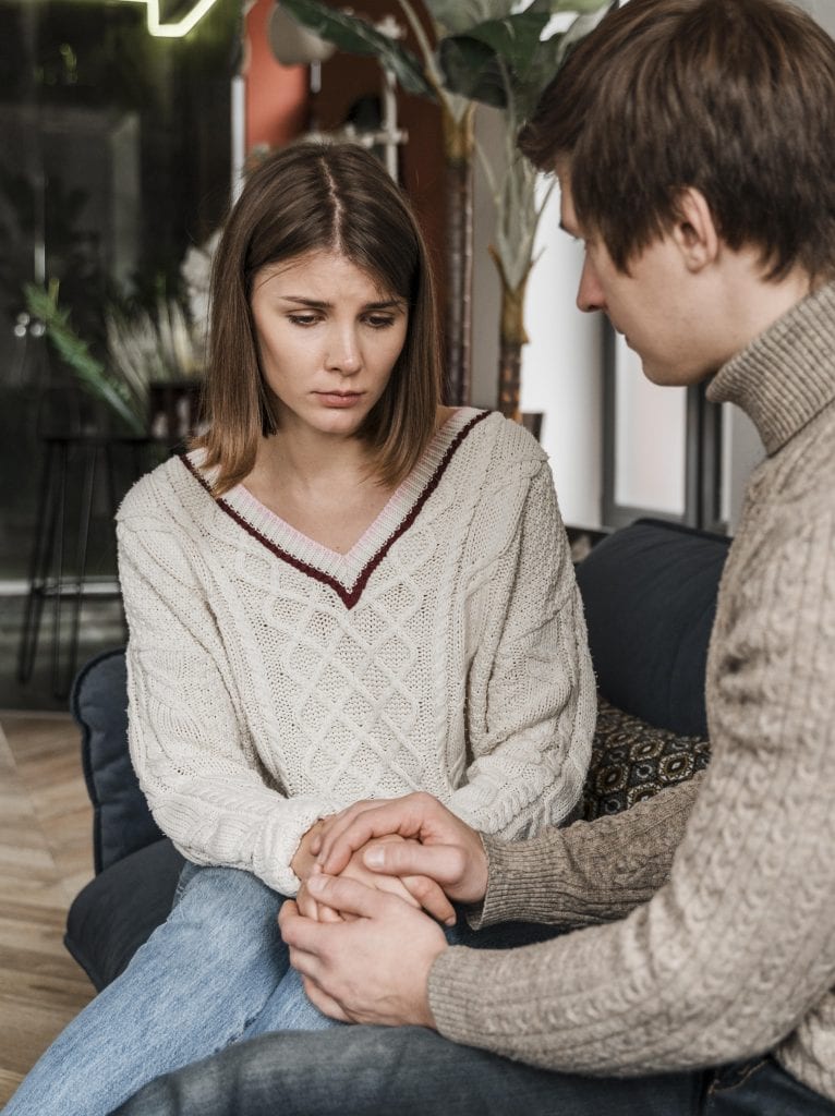Gratitude softening tension during a difficult marriage conversation.
