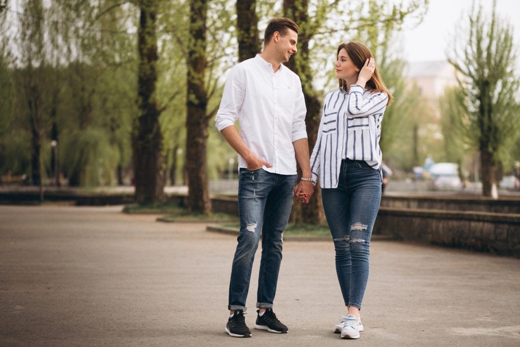 Couple restoring emotional safety and calm through gentle connection.