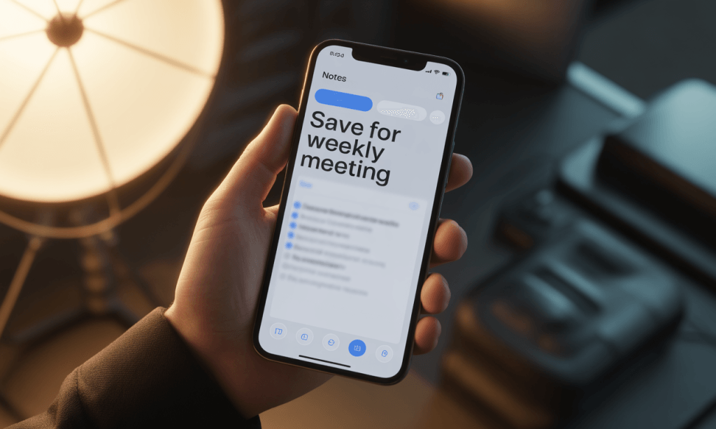 Digital note where a couple parks decisions to save for their weekly meeting throughout the week