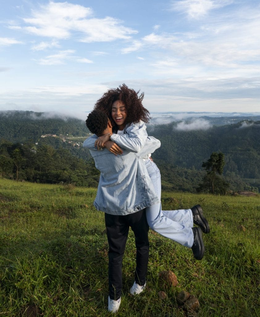 Couple experiencing freedom and balance after reconnecting emotionally.