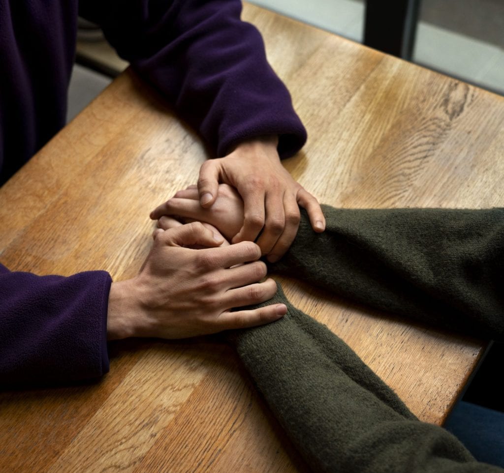 Couple choosing understanding over being right during a conflict.