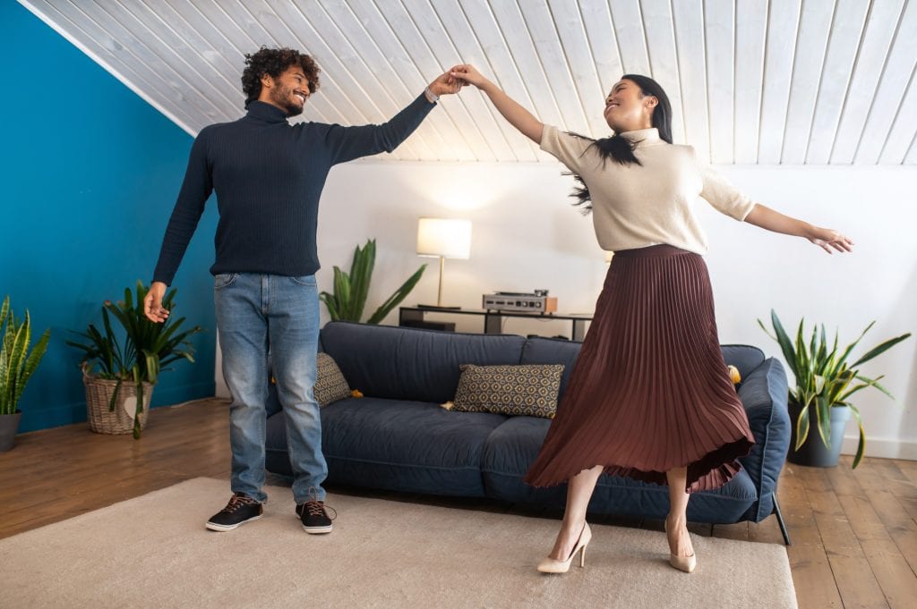 Couple embodying harmony and balance through dance.