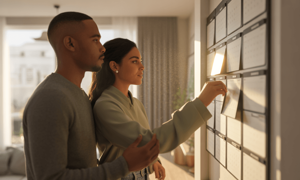 Couple planning time together showing intentional scheduling for connection.
