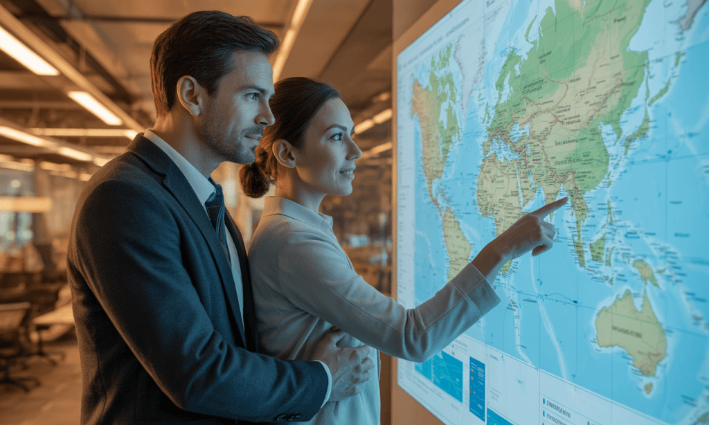 Couple studying a map symbolizing teamwork in navigating emotional patterns together.