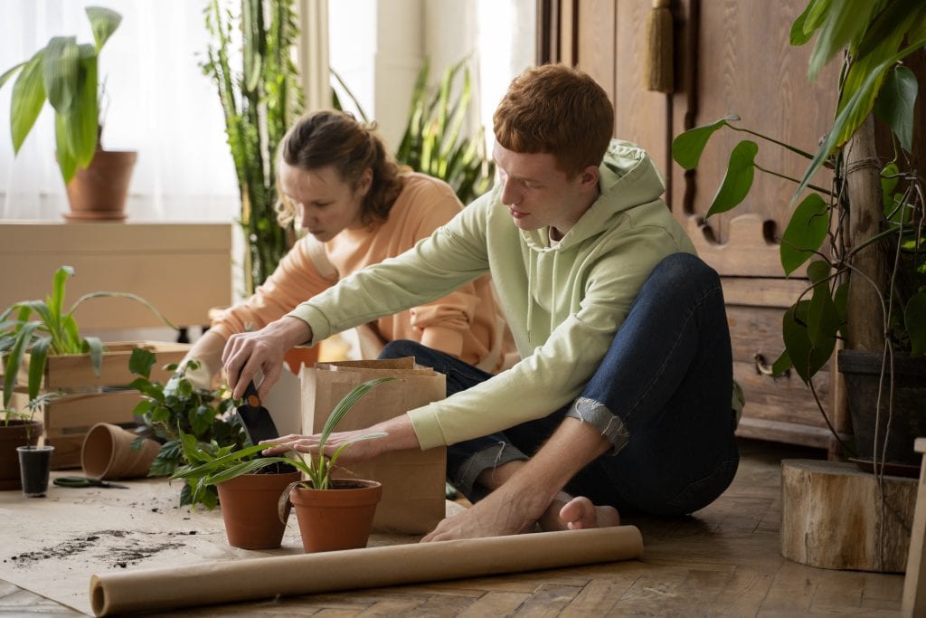 Couple cultivating growth in marriage through gentle care.