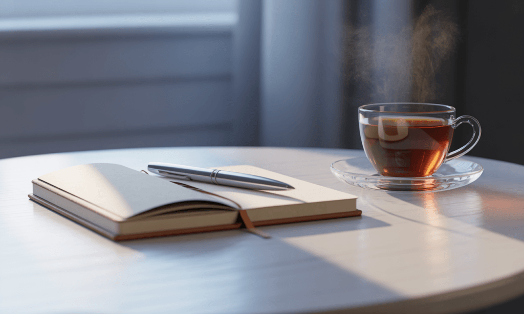 Peaceful journaling setup symbolizing reflection and self-awareness practice in marriage.