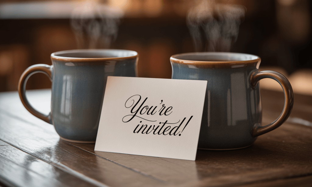 Small invitation card for easy, pressure-free communication.