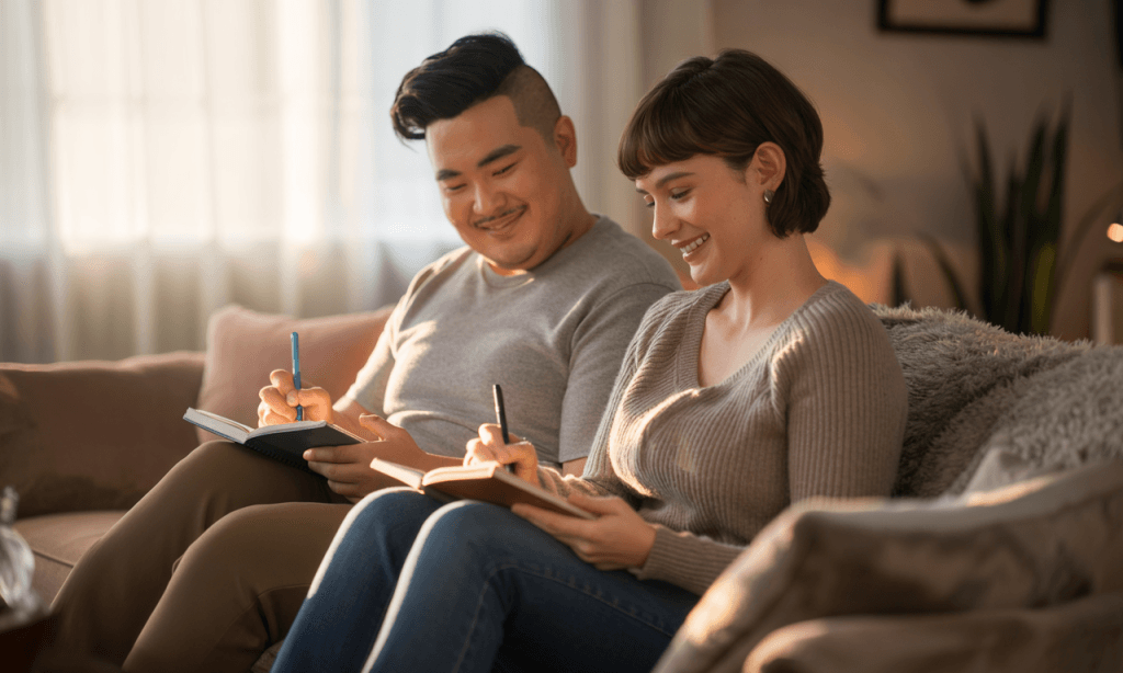 Evening gratitude ritual replacing stress with thankfulness.