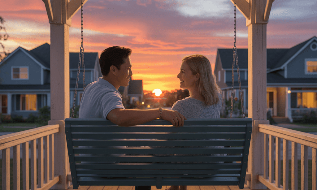 Couple on a porch swing representing steadiness through gratitude.