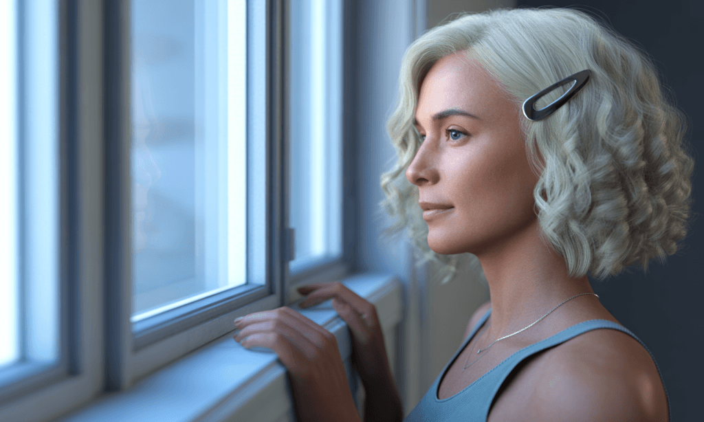 Spouse looking out a window, practicing patience and letting go of their partner’s timeline as they move From Nagging to Nudging.