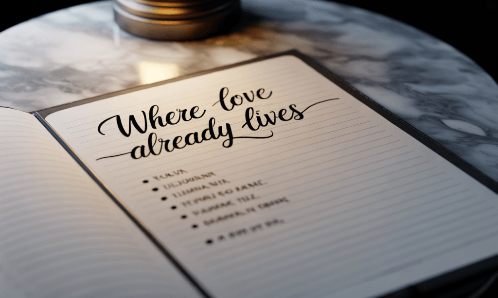 Notebook page listing simple moments where love already lives in a marriage