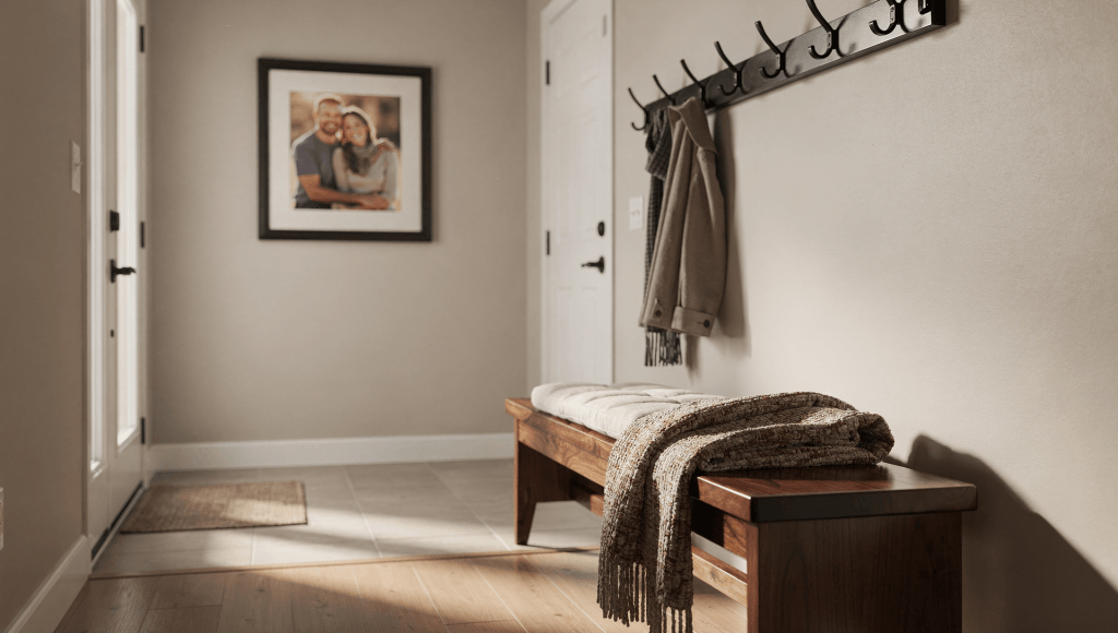Welcoming entryway designed so walking in the door becomes a Trigger Stacking for Good moment for hugs and reconnection.