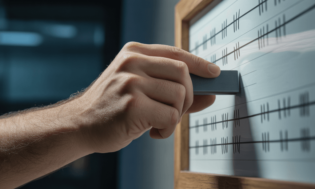 Spouse choosing to stop keeping score while continuing to Go First, symbolized by erasing tally marks.