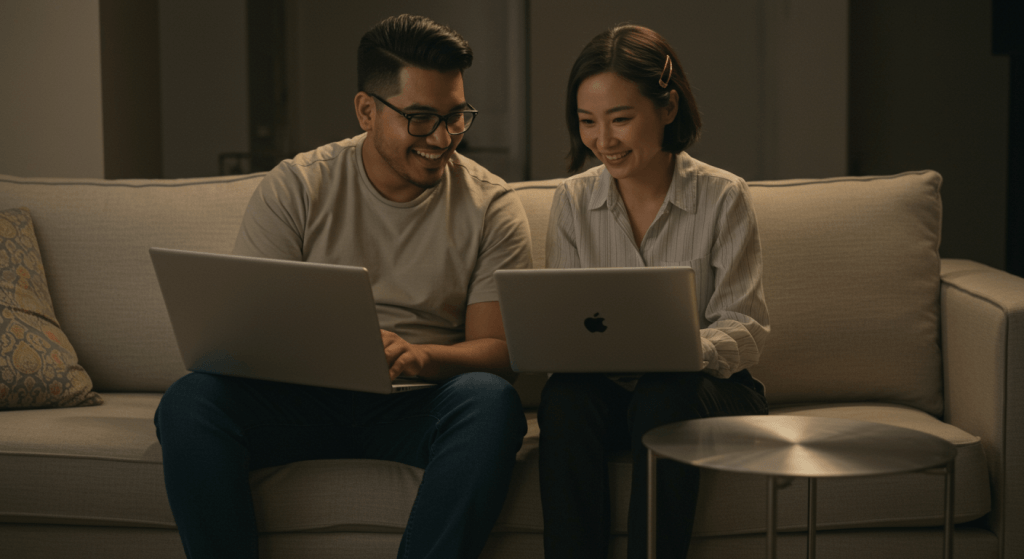Married couple planning together, intentionally designing their future instead of being defined by the past