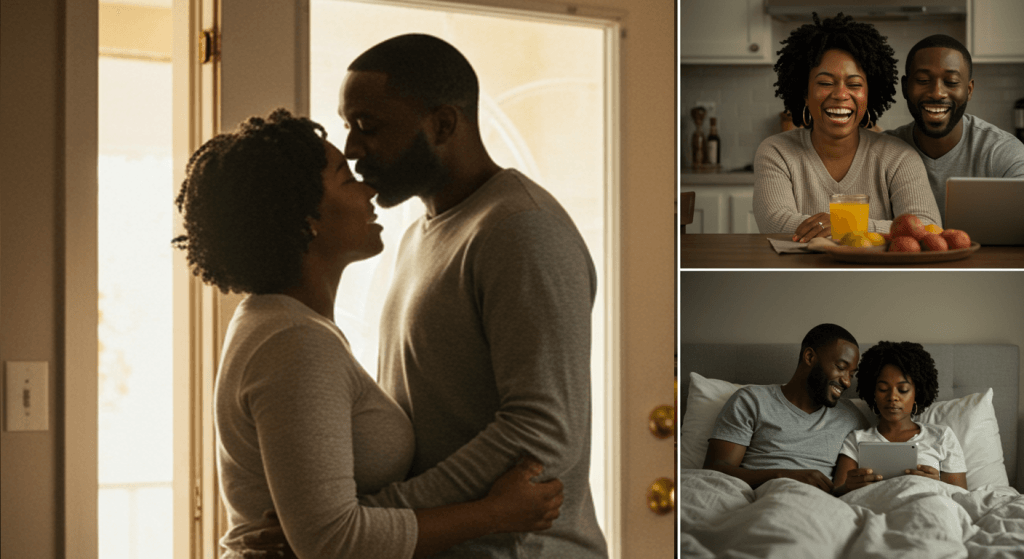 Married couple living a new culture of connection through daily habits at home.