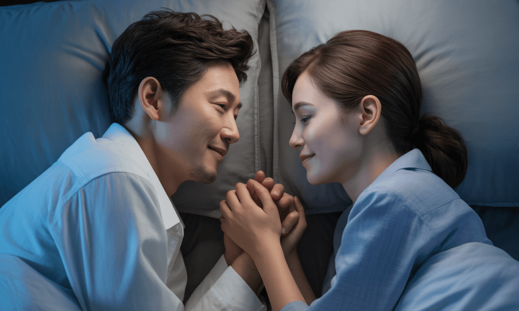 Tired couple sharing a simple, quiet soul talk moment before sleep, showing that even low-energy connection matters more than more scrolling.
