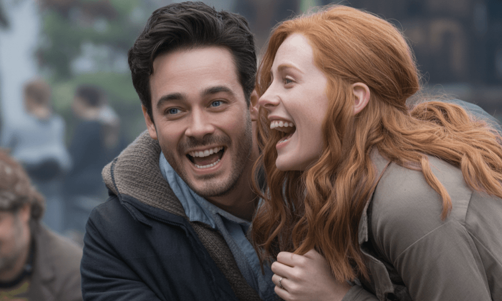 Spontaneous photo of couple laughing at an imperfect moment, illustrating celebrating the spouse who tries.