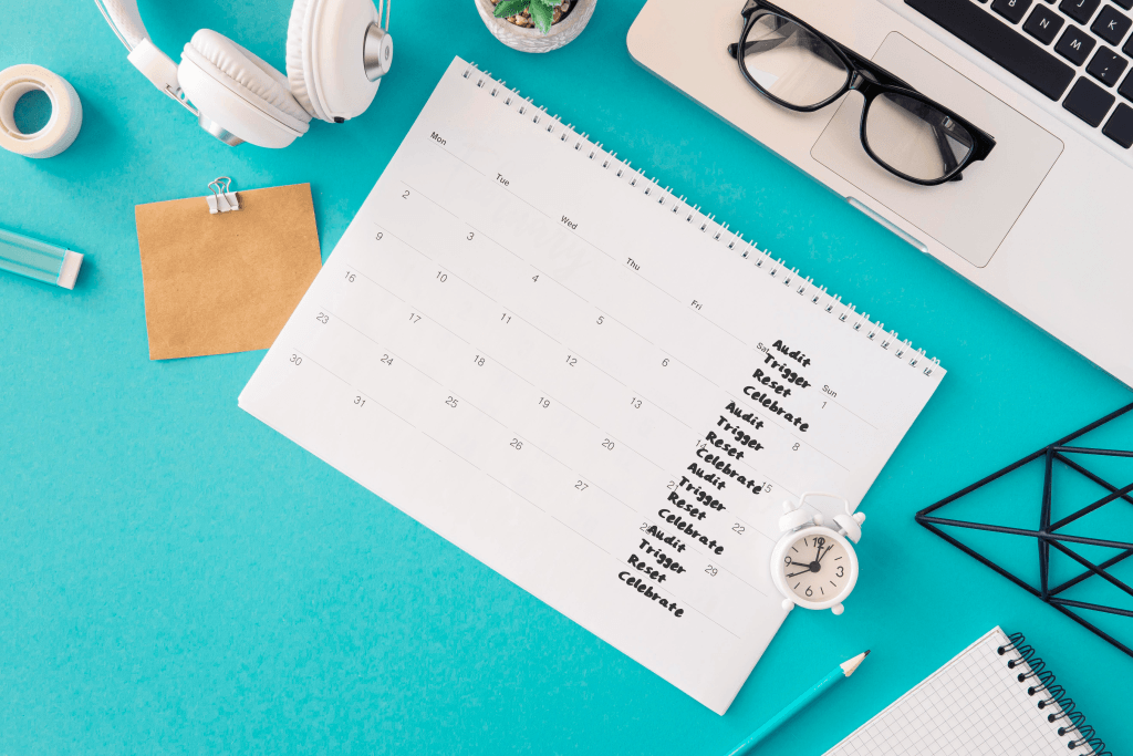 Four-week marriage habit audit plan to replace unhealthy habits with positive triggers and connection rituals.