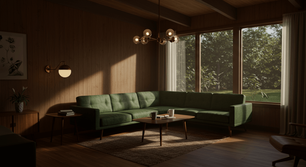Cozy conversation corner designed to support Pre-Deciding Your Evenings rituals by making connection the easiest choice in the room.
