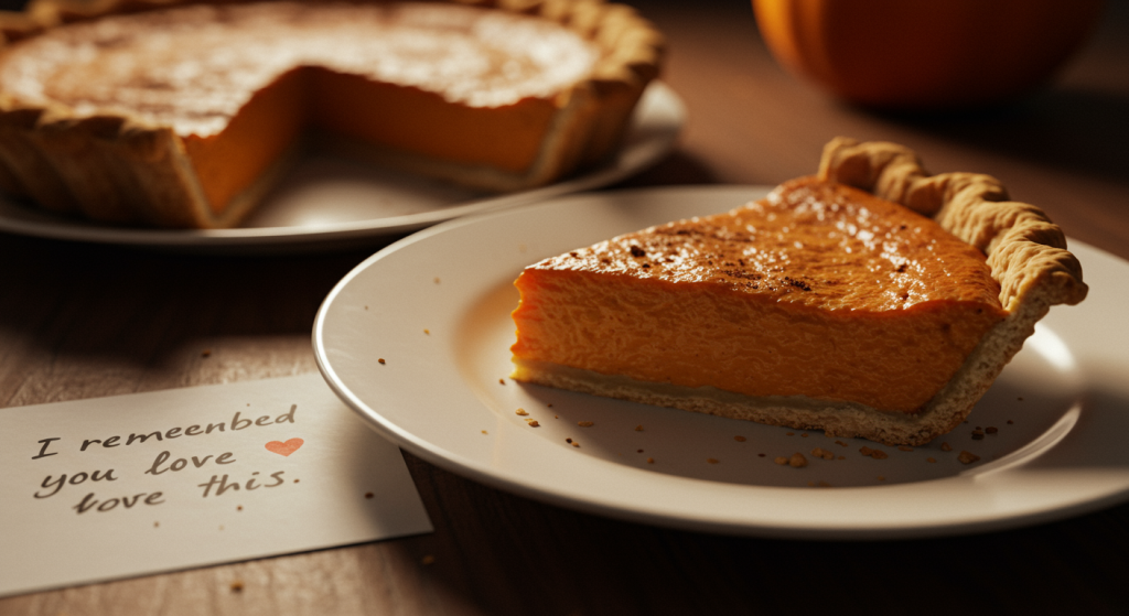 Favorite dessert left with a note from a spouse, showing thoughtful and personalized love