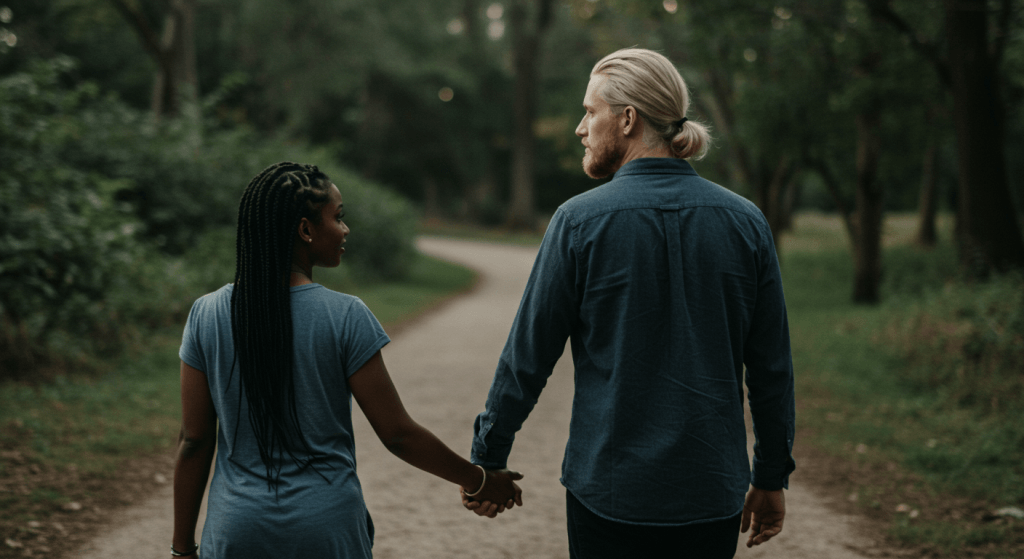 Married couple walking forward together, choosing their future instead of being ruled by their past