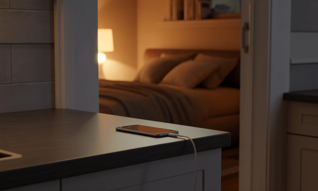 Bedtime Positive Trigger: charging phones outside the bedroom protects intimacy and reduces late-night disconnection.