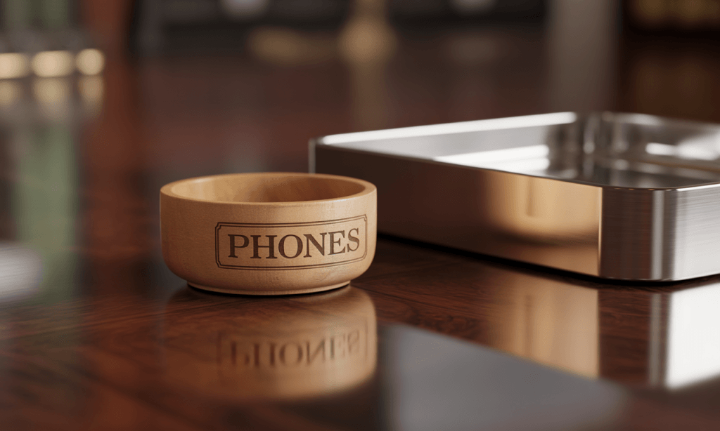 Obvious Positive Trigger: a phone bowl by the door makes presence the default when couples get home.