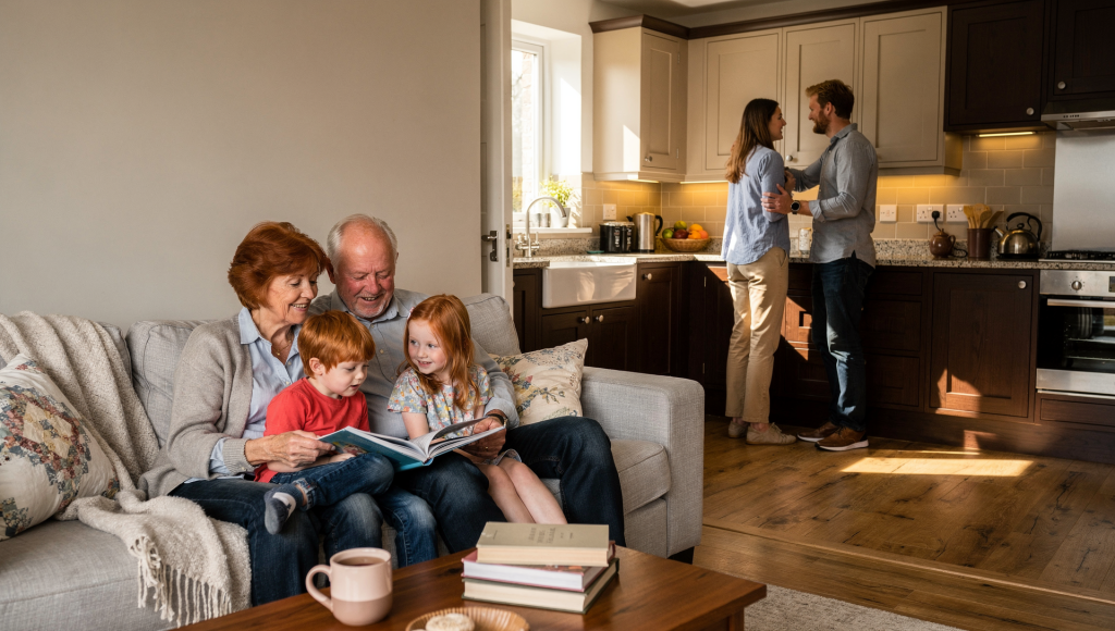 Grandparents enjoying a voice but not a vote as parents lead parenting across cultures in their home.