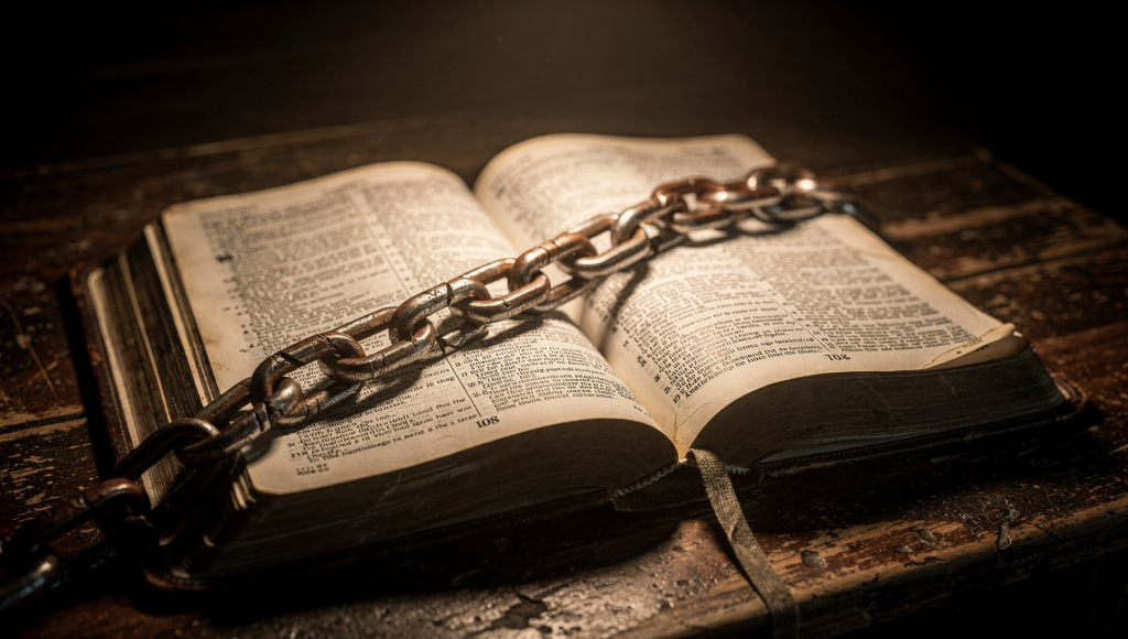 Scripture language being weighed down by unhealthy expectations, symbolizing when respect becomes control in marriage.