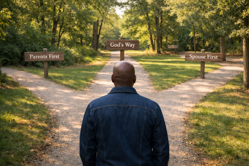 Christian spouse choosing a third way to honor parents without betraying their spouse.