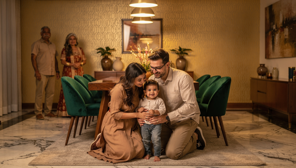 Parents leading together while grandparents observe, showing The United Front: The Missing Skill in Cross-Cultural Christian Marriage at work in parenting.