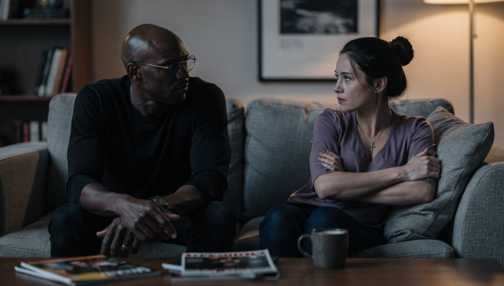 Cross cultural Christian couple wrestling with when respect becomes control in marriage.