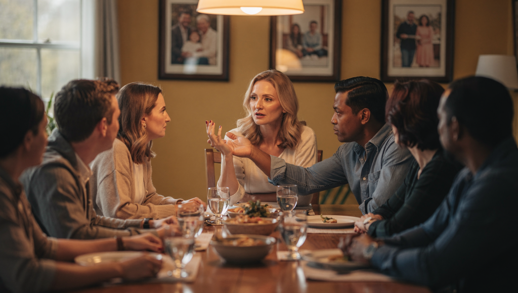 Cross-cultural spouse calmly protecting their partner, demonstrating The United Front: The Missing Skill in Cross-Cultural Christian Marriage.