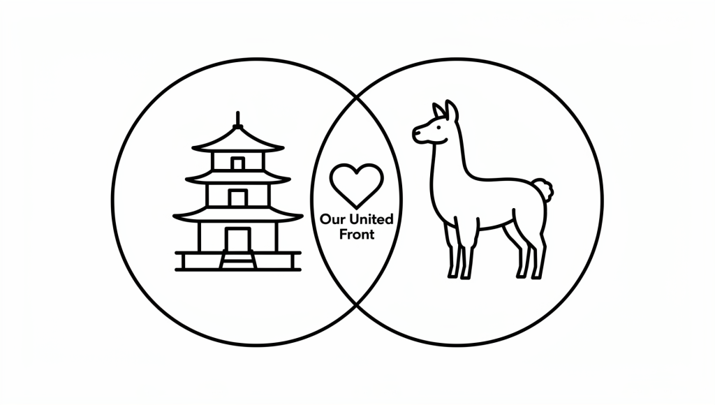 Two cultures blending into one shared space that represents The United Front: The Missing Skill in Cross-Cultural Christian Marriage.