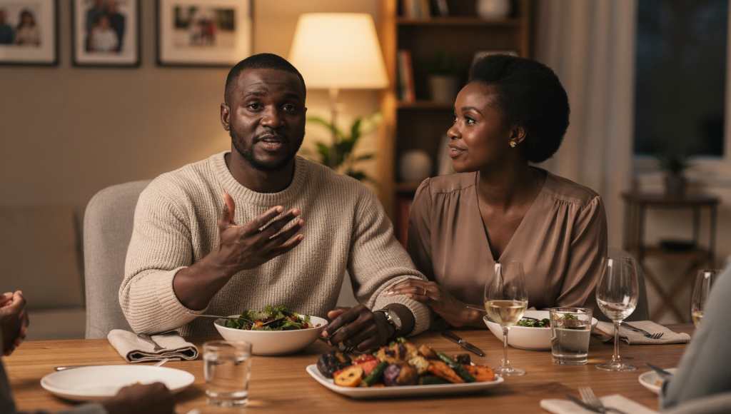 Cross-cultural spouse calmly protecting their partner, demonstrating The United Front: The Missing Skill in Cross-Cultural Christian Marriage.