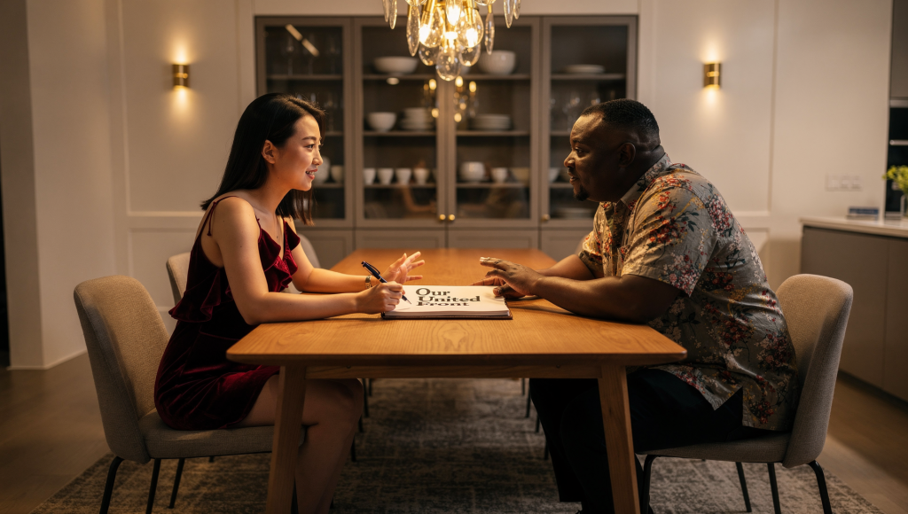 Husband and wife building a united front around marriage first without making family last.