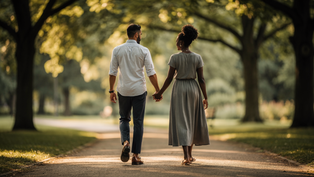 Cross-cultural Christian couple moving forward in unity after in-law conflict