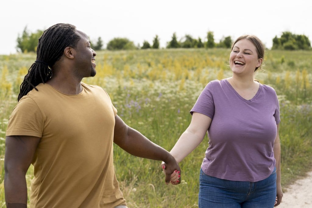 Cross-cultural Christian couple building unity and moving forward together